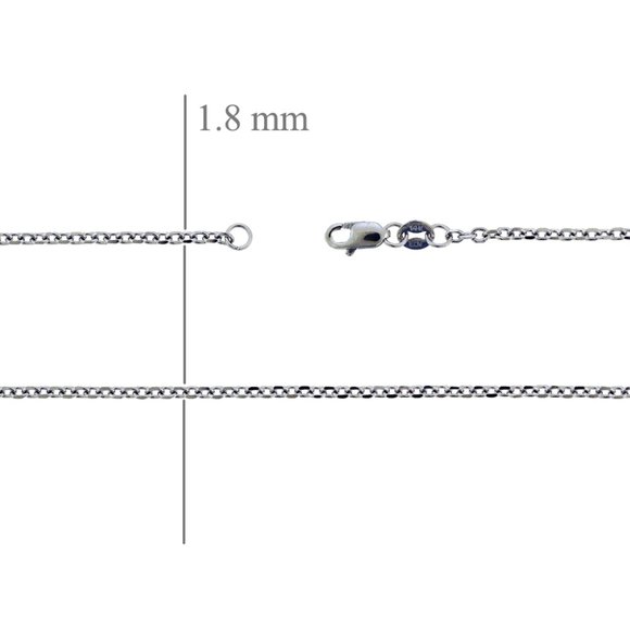 16" Cable Rolo Link Chain 14k White Gold Necklace - Picture 3 of 3